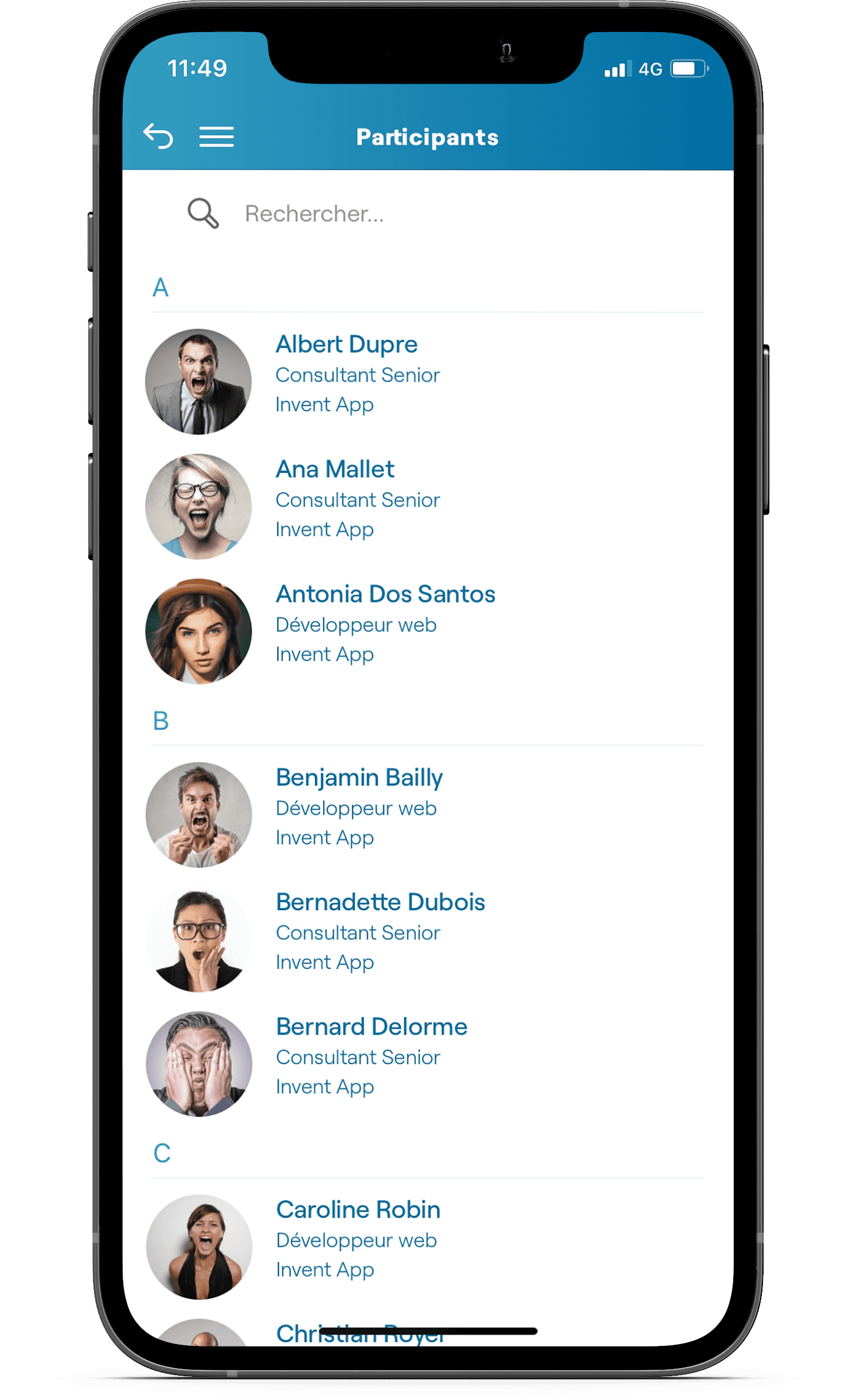 application liste participants