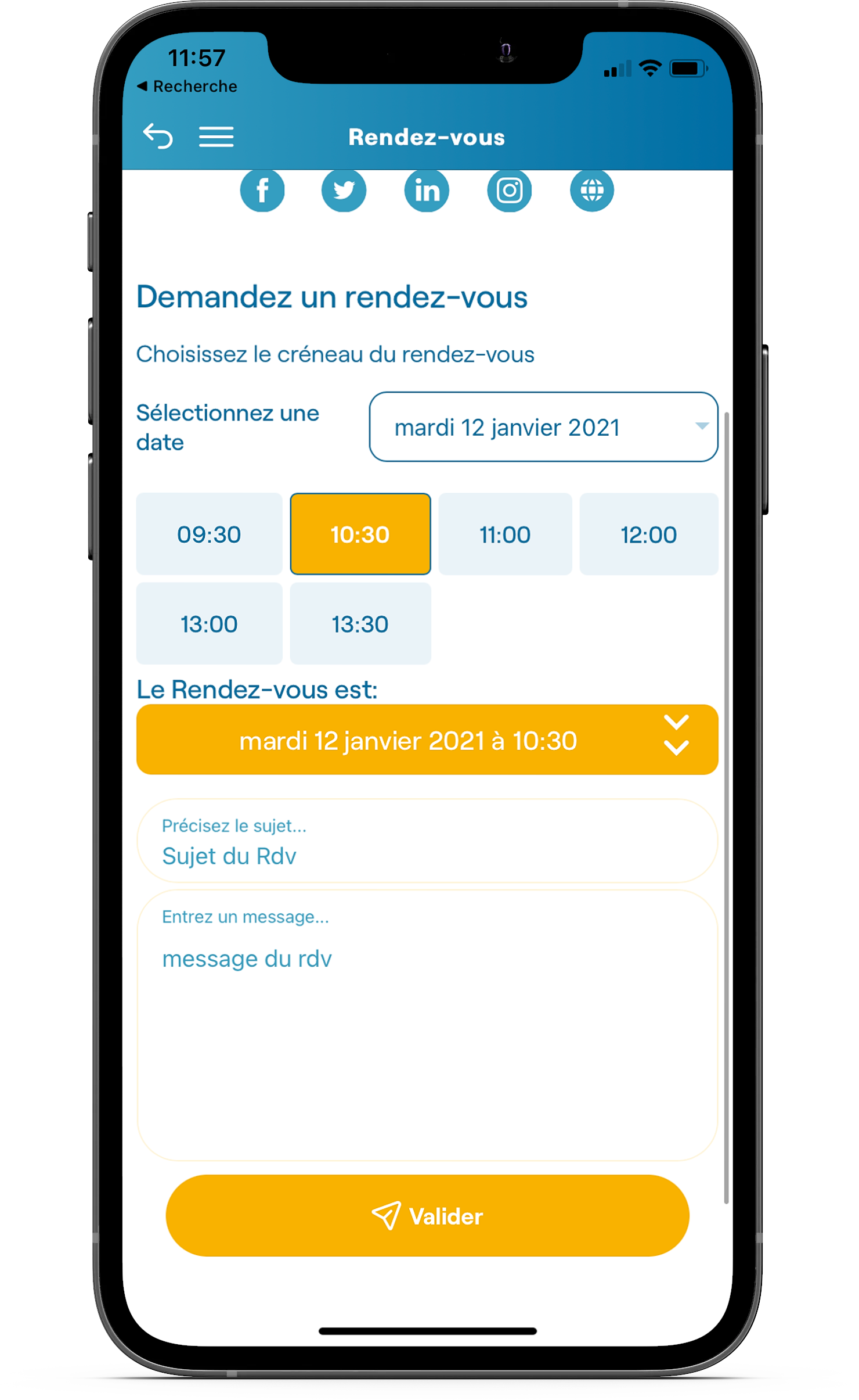 application rendez vous evenement