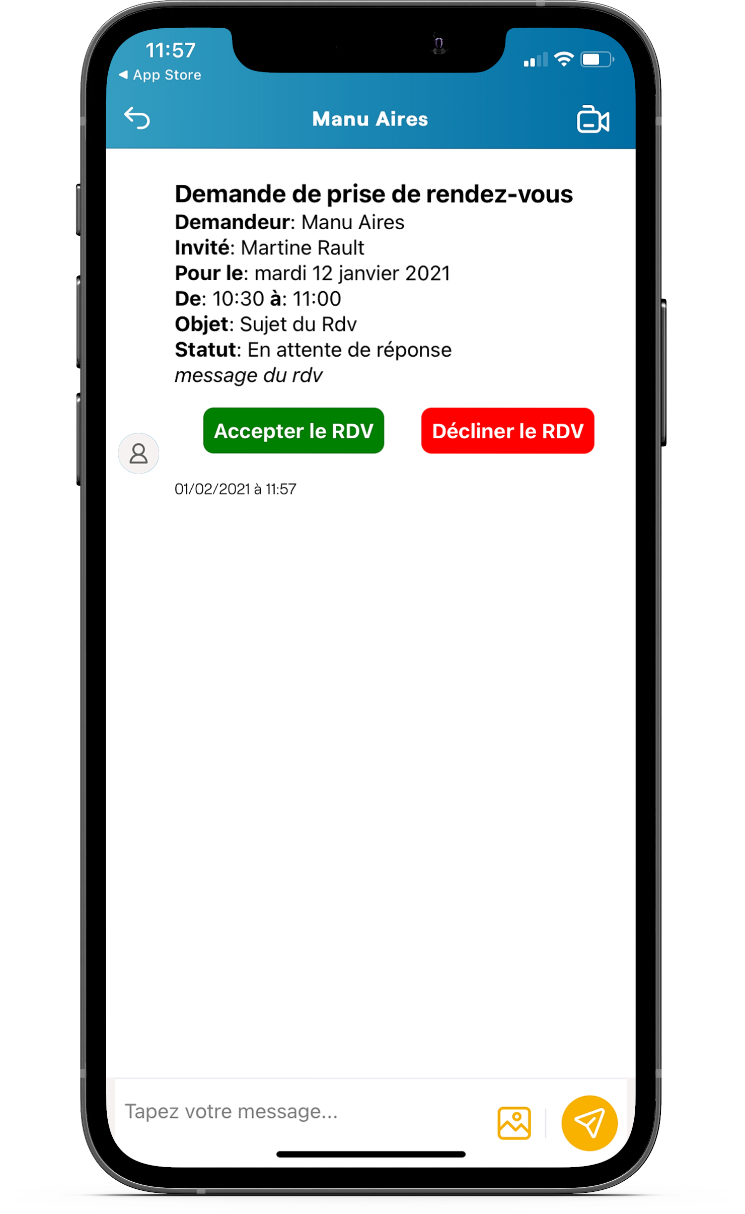 application rendez vous