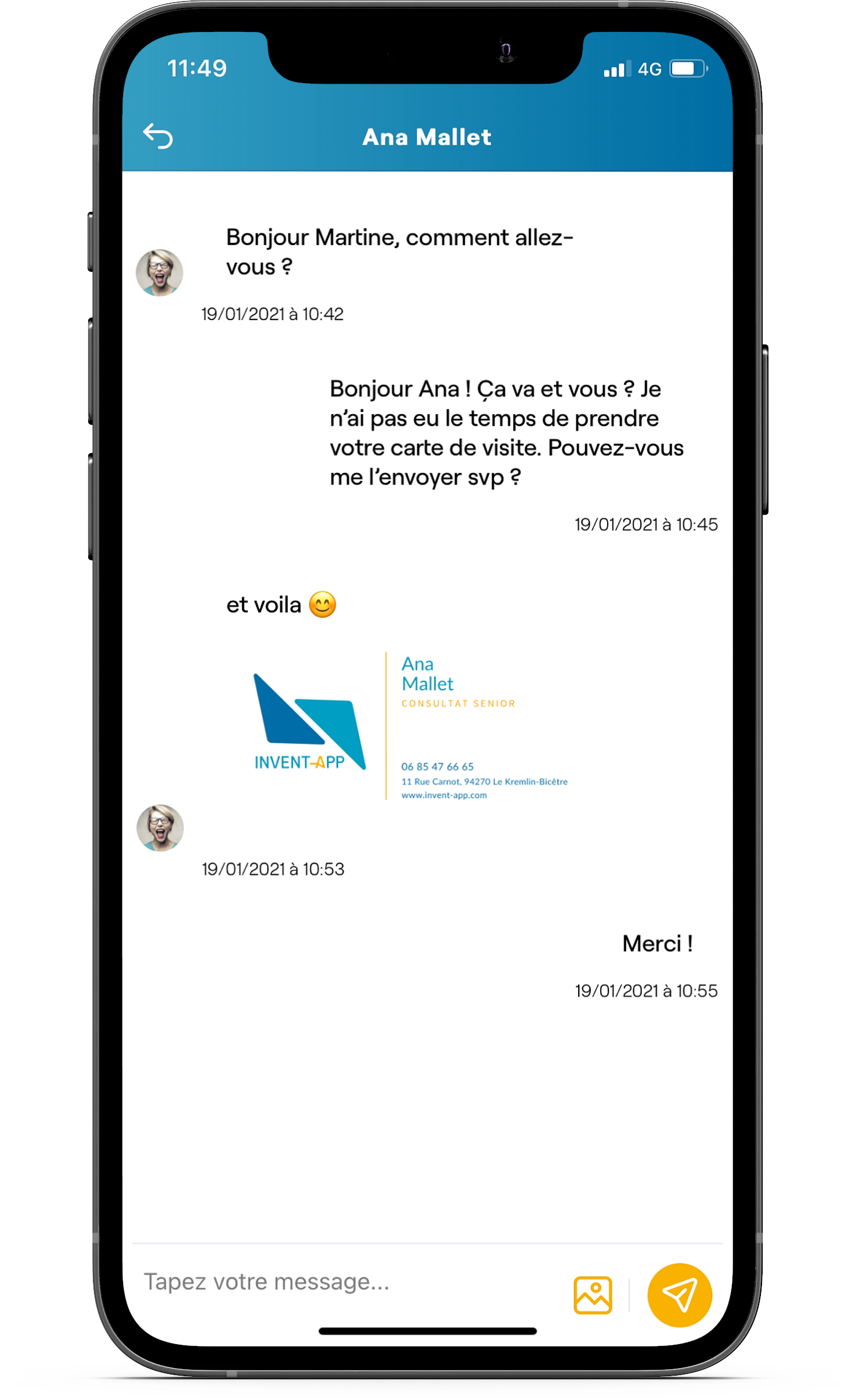 messagerie application evenement