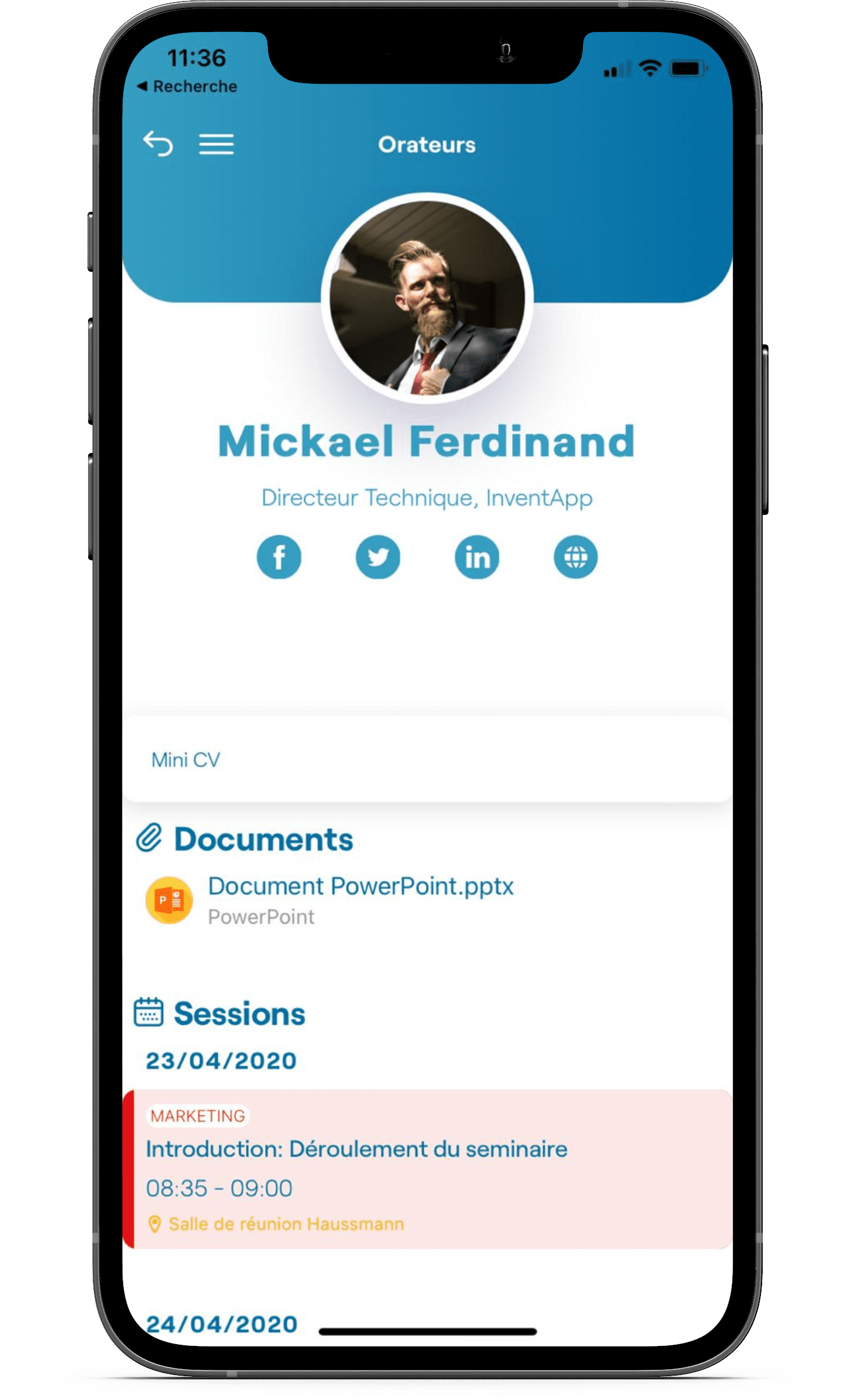 profil orateur application